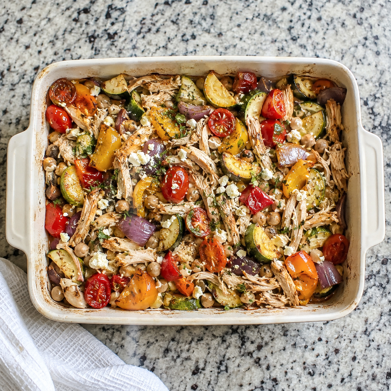 Mediterranean chicken veggie bake