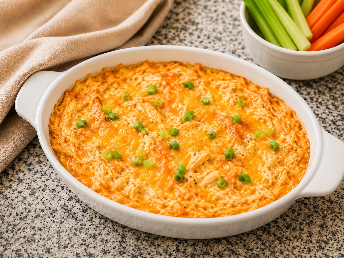 High-protein buffalo chicken dip