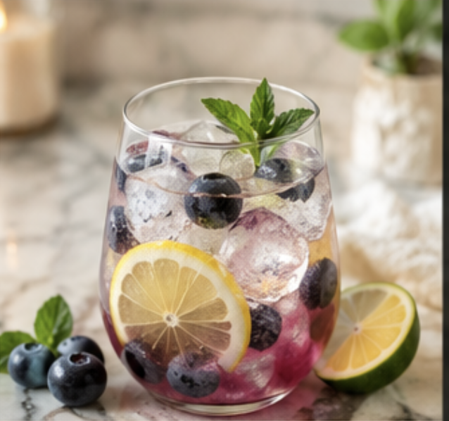 Blueberry lemon fizz mocktail